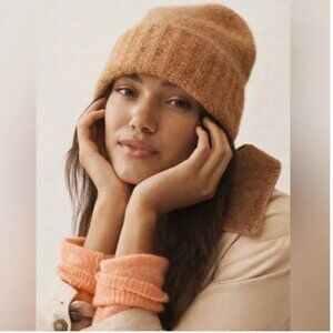 NWT Anthropologie Tan Rib Knit Beanie ALL(OS)